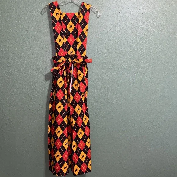 Vintage 50s 60s Scotty Dog Argyle Dress Jumper Sleeveless Overall - Picture 10 of 10